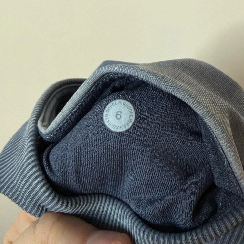 LULULEMON Wunder Under Ribbed 23” Crop Workout Leggings in Washed Moon Blue